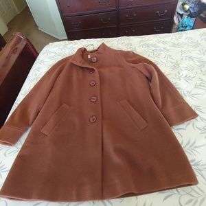 Lined Brown Lined Wool Blend Coat